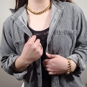 Vintage Gold Tone Choker and Bracelet Set